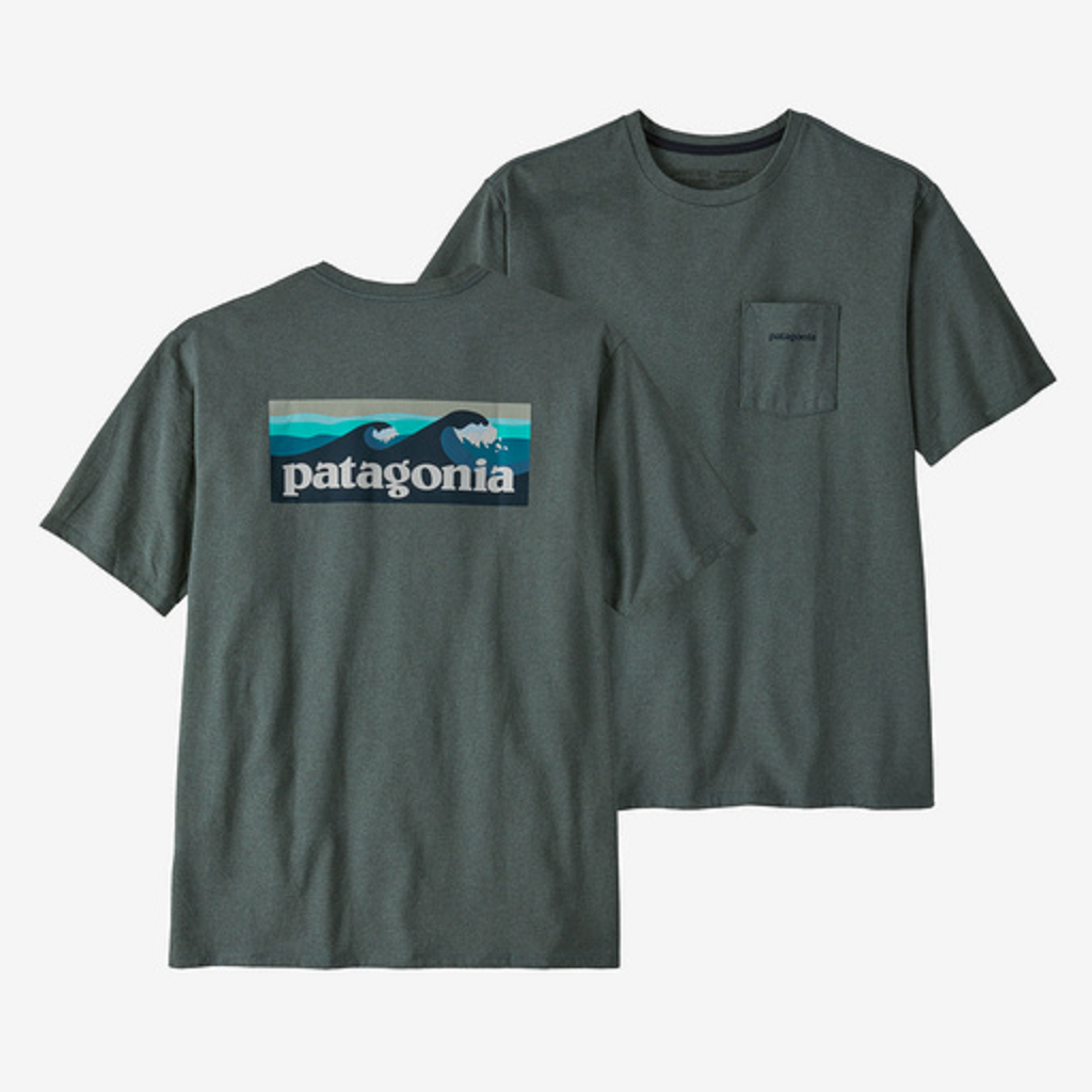Patagonia Capilene Cool Daily Graphic Shirt - Waters - Men's Boardshort Logo Abalone Blue / Feather Grey XL